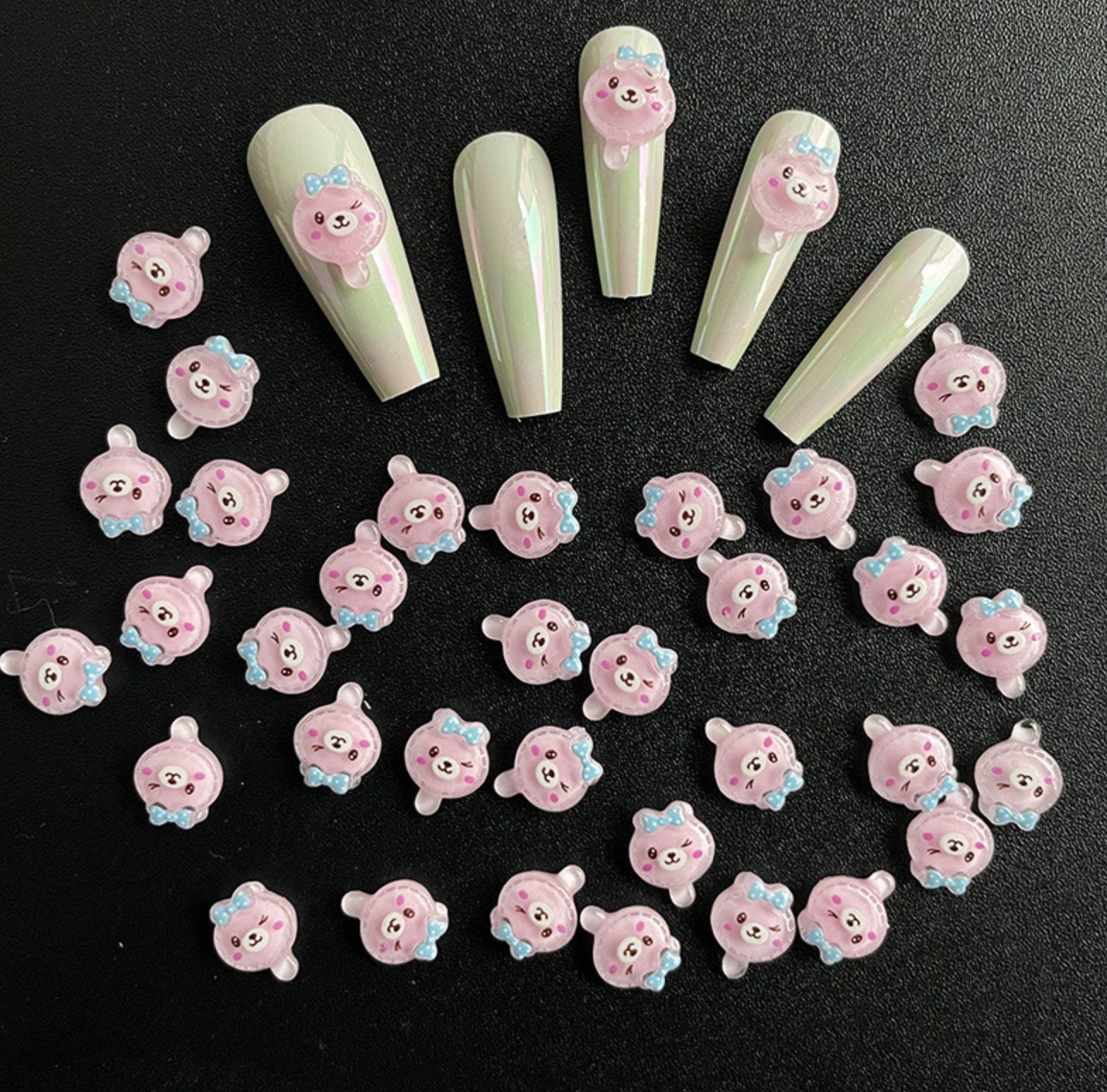 Cute Bear Lollipop Themed Nail Art Charms, Decoden, DIY Supplies, Mini Cabochon