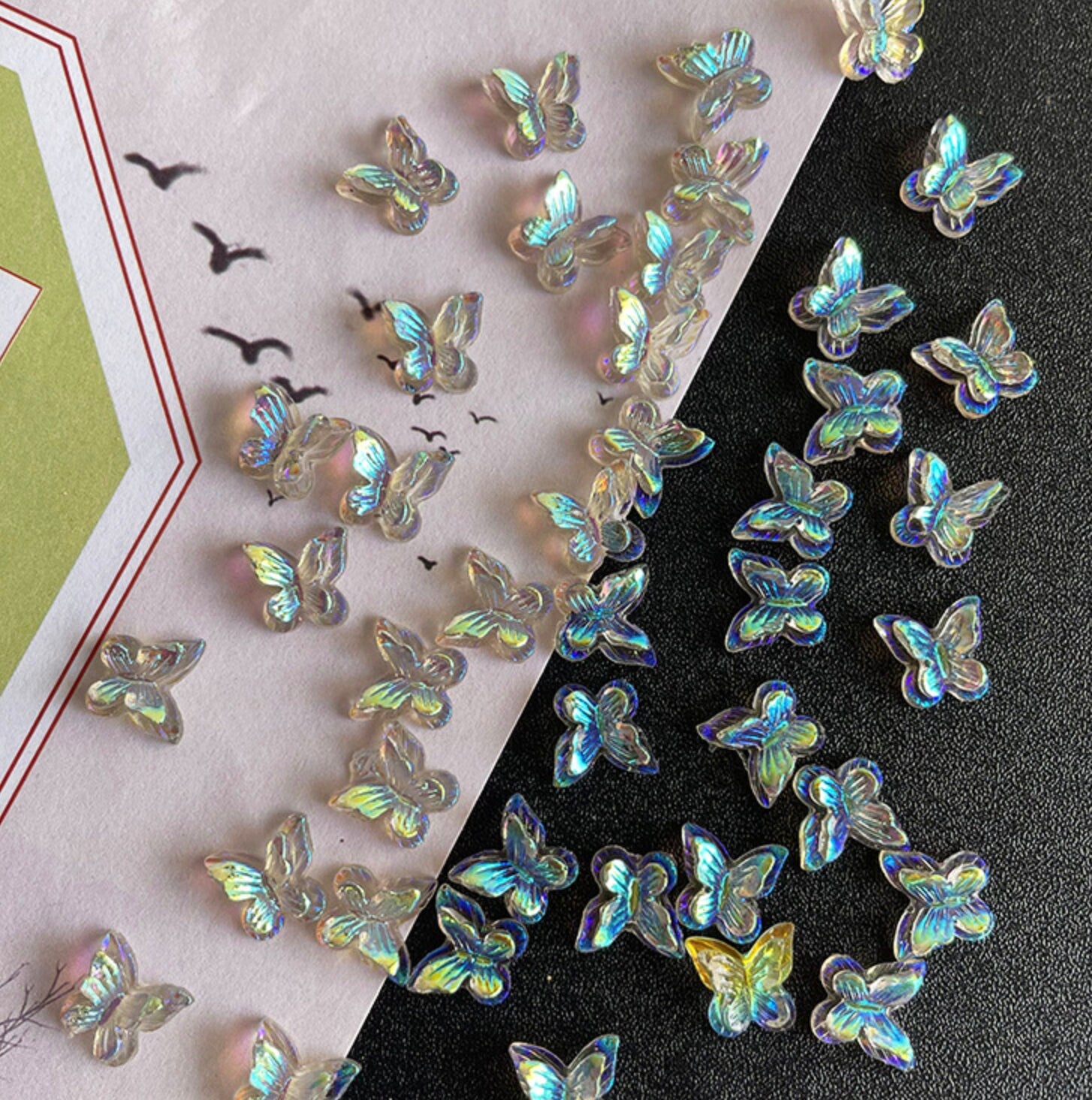 AB Butterfly 3D Nail Art Charms, Decoden, DIY Supplies Mini Cabochon (10mm x 10mm)