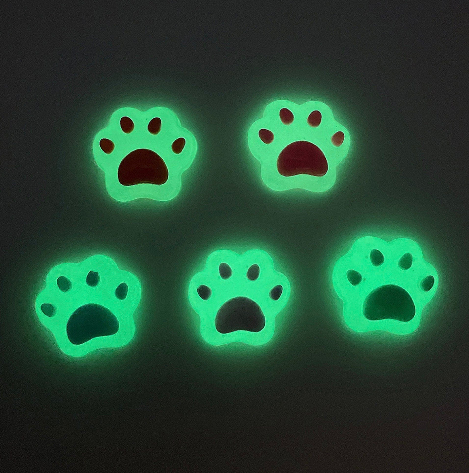 Cute Glow In The Dark Colorful Paw, Animal Themed 3D Nail Art Charms, Decoden, DIY Supplies, Mini Cabochon