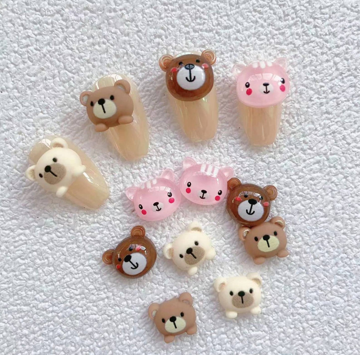 Cute Bear and Cat, Animal Themed 3D Nail Art Charms, Decoden, DIY Supplies, Mini Cabochon