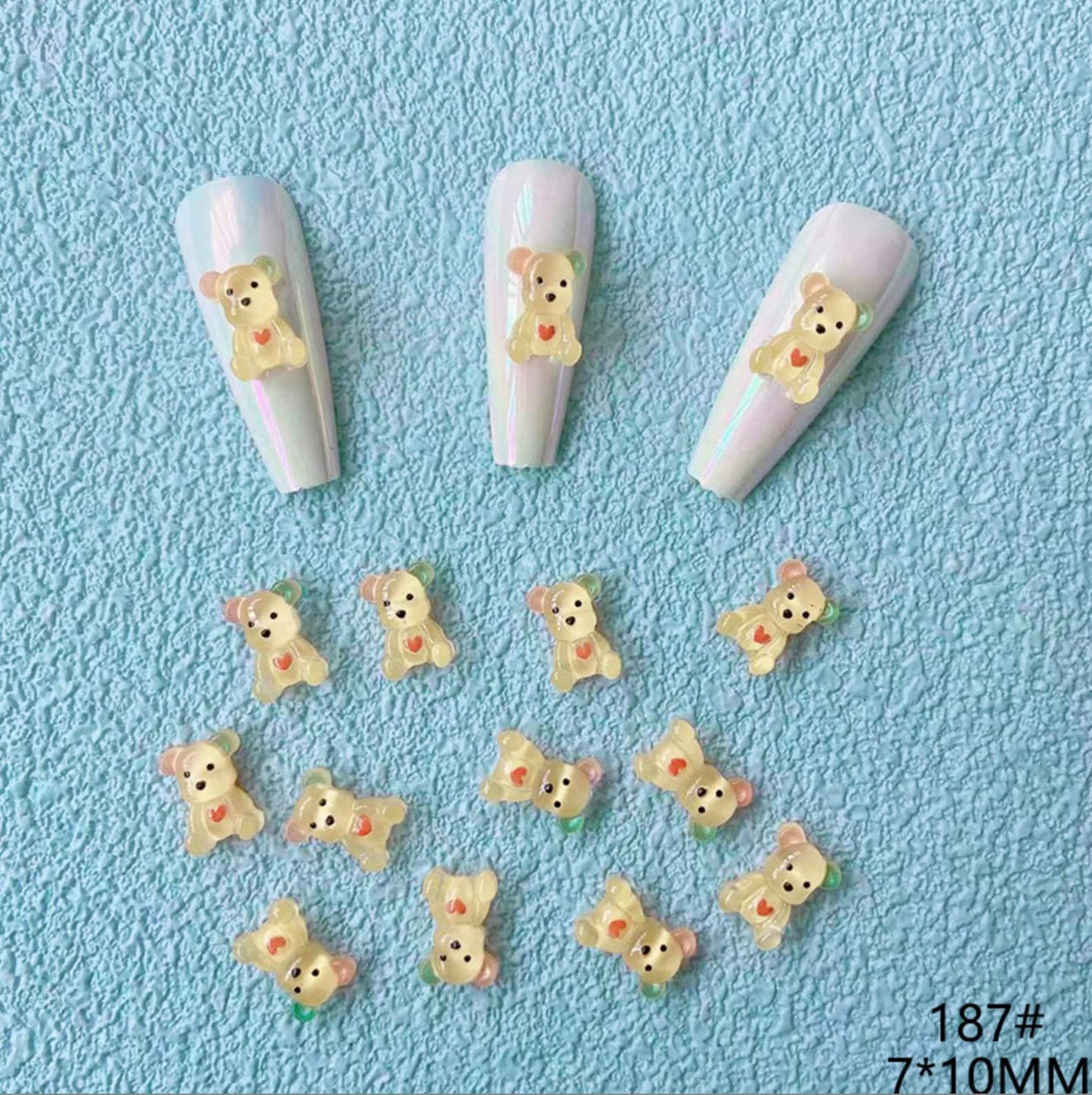 Cute Yellow Bear, Animal Themed 3D Nail Art Charms, Decoden, DIY Supplies, Mini Cabochon (7mm x 10mm)