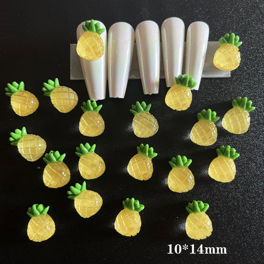 Yellow Pineapple 3D Nail Art Charms, Decoden, DIY Supplies, Mini Cabochon (10mm x 14mm)