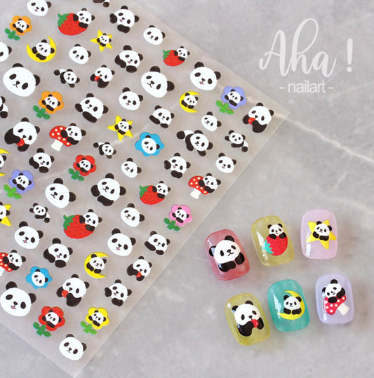 Funny Panda, Animal Themed 2D Nail Art Stickers (014)