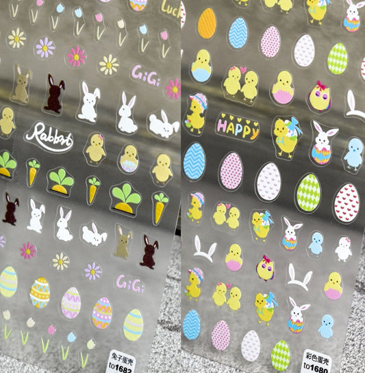 5D Easter Bunny Themed Nail Art Stickers