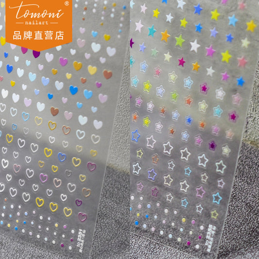 5D Star and Hearts, Shaped Themed Nail Art Stickers