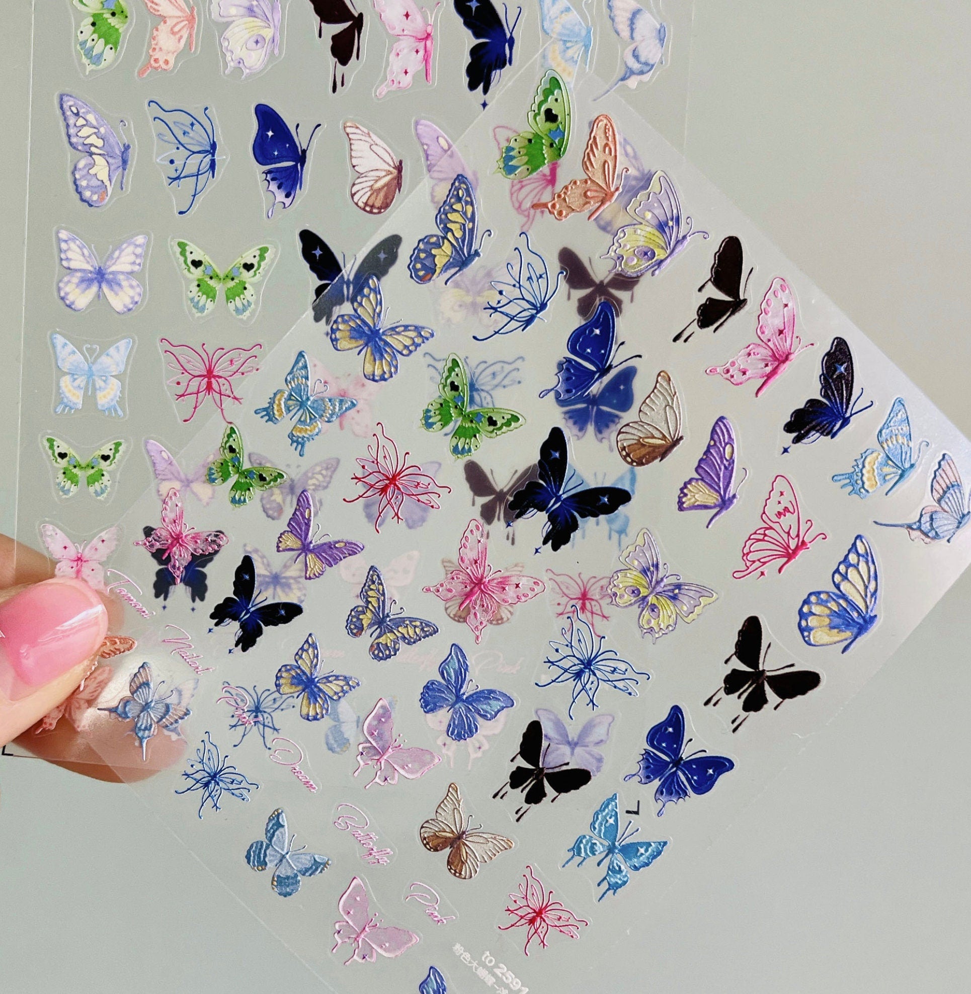 5D Butterfly Wings, Insect Bug Themed Snowflake Nail Art Stickers