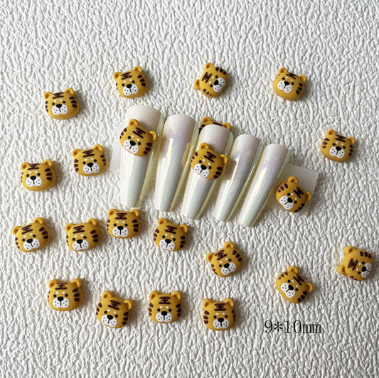 Cute Tiger, Animal Themed 3D Nail Art Charms, Decoden, DIY Supplies, Mini Cabochon (9mm x 10mm)