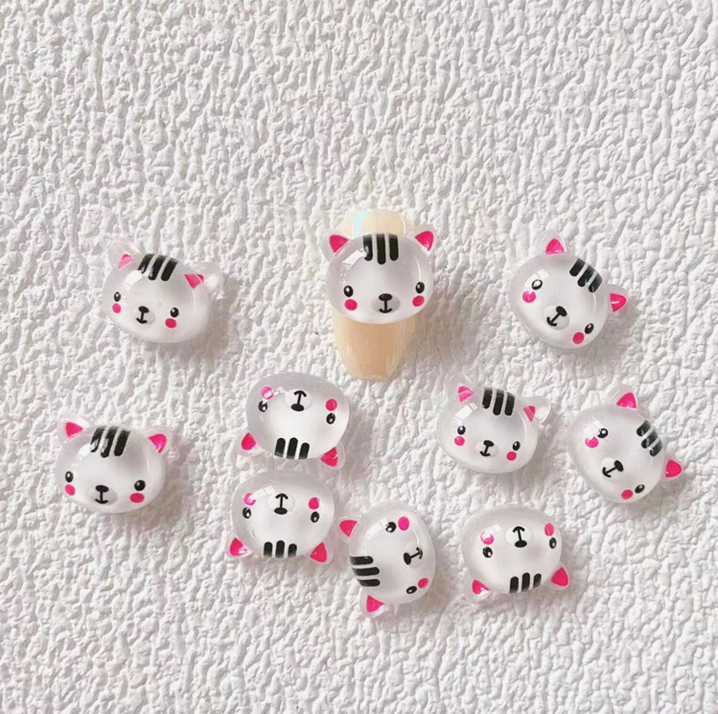 Cute Bear and Cat, Animal Themed 3D Nail Art Charms, Decoden, DIY Supplies, Mini Cabochon