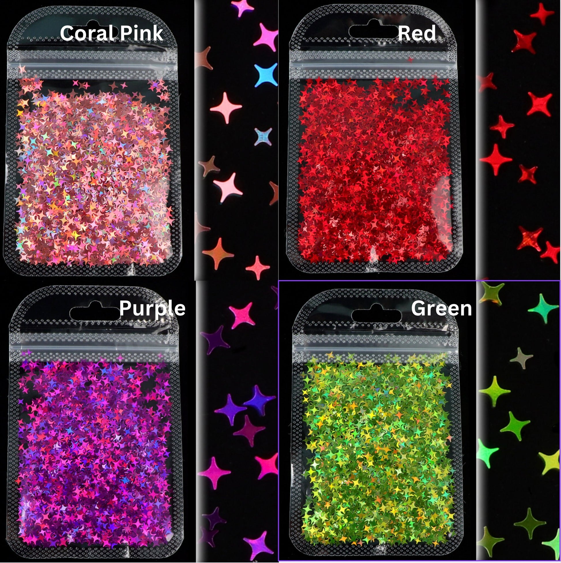 3MM/4MM Holographic Sparkle Glitter Mix (2G Bag)