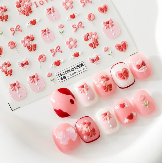 Cute Valentines Day Love Theme Nail Art Stickers (Available in 2D and 3D)