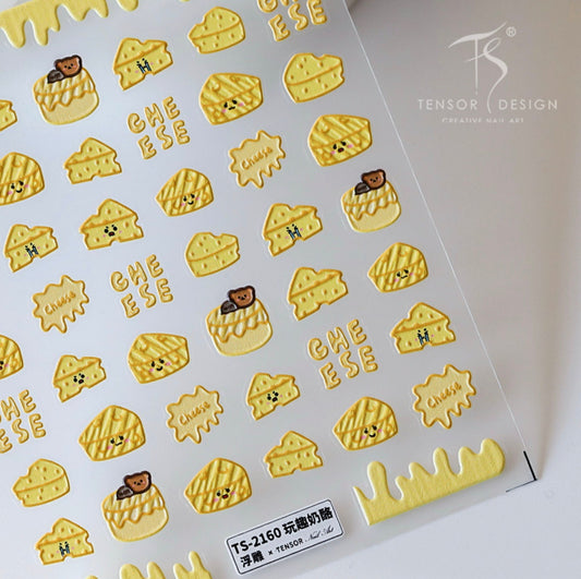 Cute Cheese Lovers Nail Art Stickers (Available in 2D and 3D)