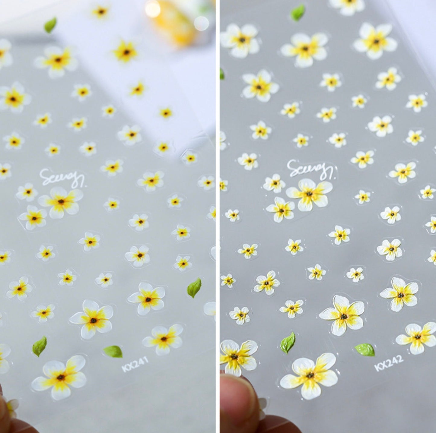 Cute White Flower Power, Flower Field Nail Art Stickers (Available in 2D and 3D)