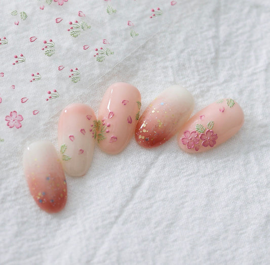 3D Cute Light Pink Flower Petal, Flower Field Themed Nail Art Stickers (KX137)