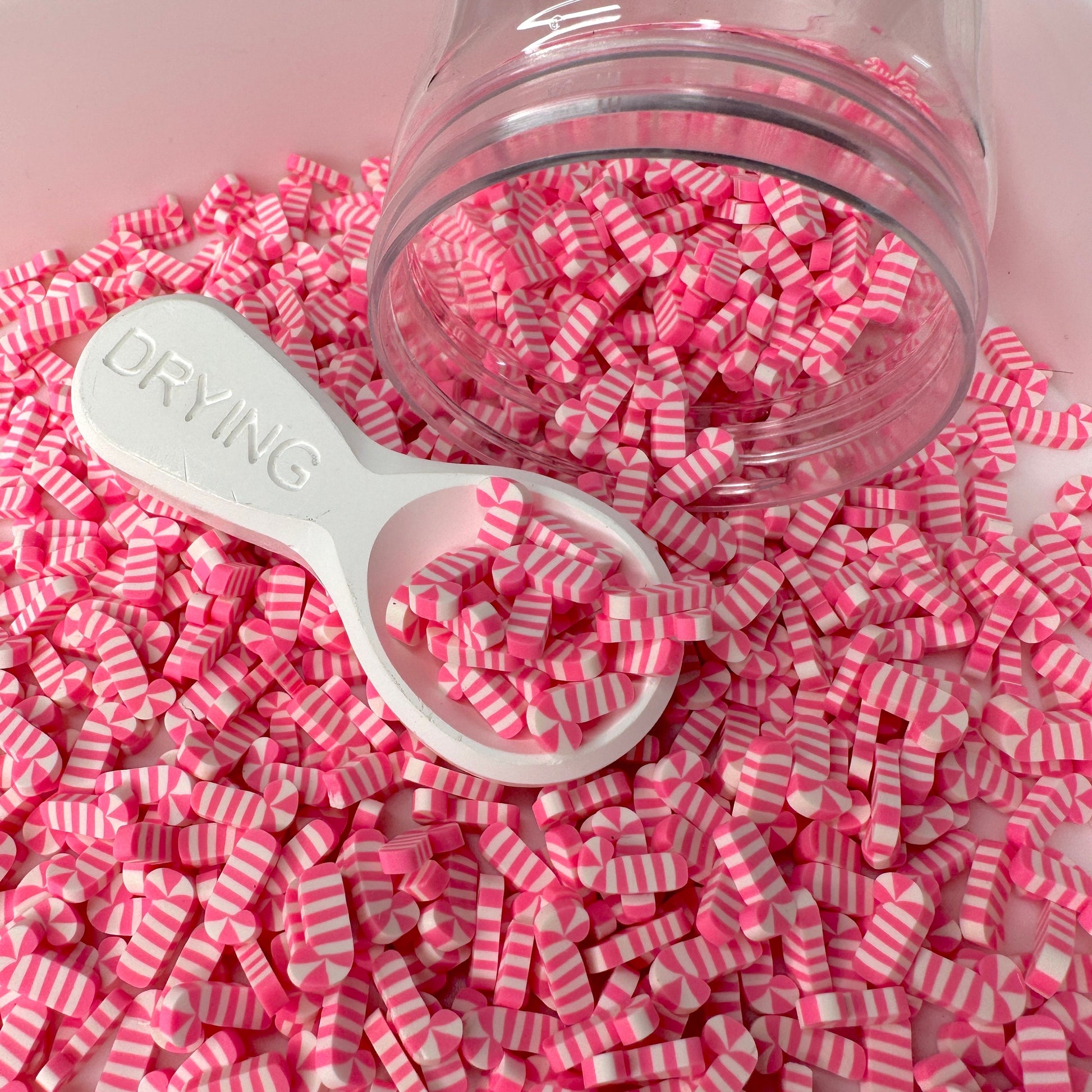 FAKE 5MM/10MM Pink Candy Cane, Christmas Themed Polymer Clay Sprinkle Slice (NOT EDIBLE) D35-06/15