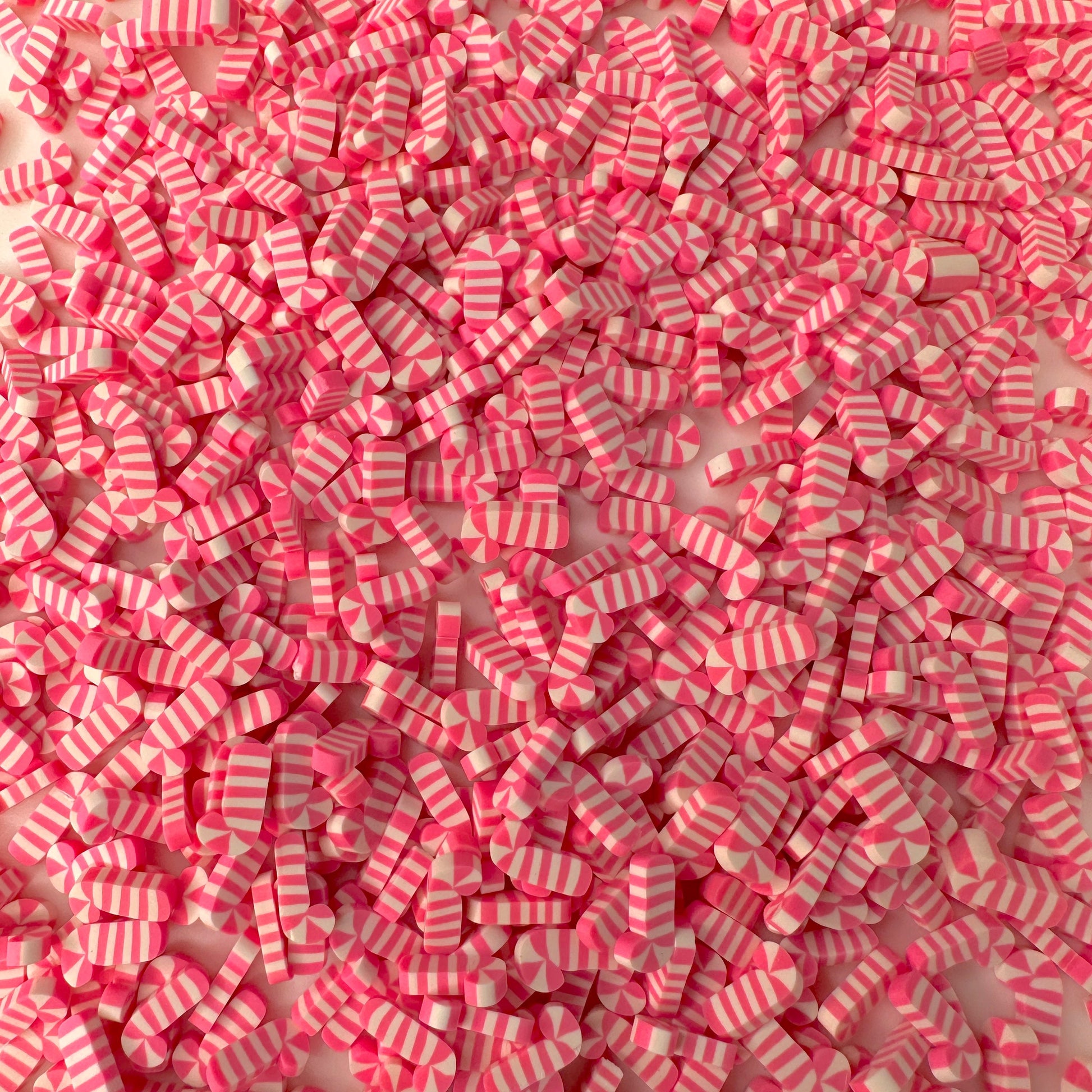 FAKE 5MM/10MM Pink Candy Cane, Christmas Themed Polymer Clay Sprinkle Slice (NOT EDIBLE) D35-06/15