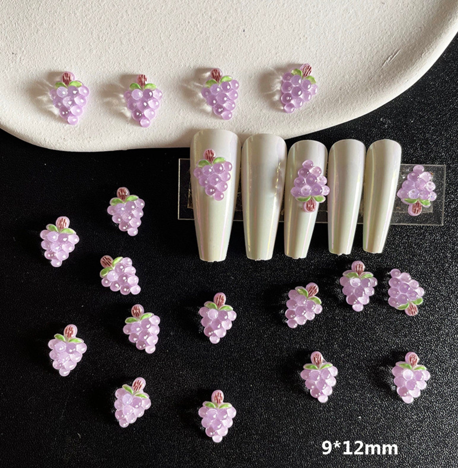 Light Purple Grapes, Fruit and Food Themed 3D Nail Art Charms, Decoden, DIY Supplies, Mini Cabochon