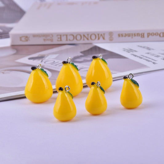 Small Resin Yellow Mango Fruit Charm (22mm x 15mm)