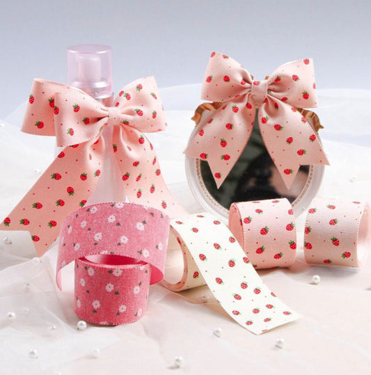 1 inch/1.5 inchCute Strawberry Flower Field Themed Ribbons (10YD)