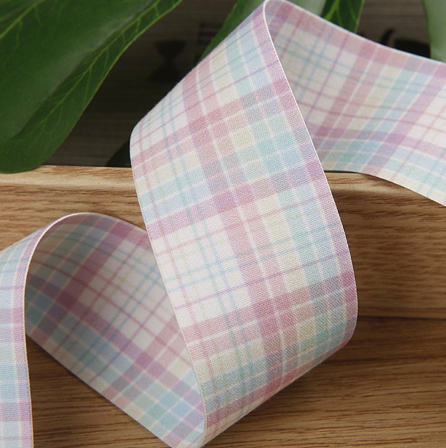 1 inch/1.5 inch Cute Pastel Rainbow Style Plaid Themed Ribbons (10YD)