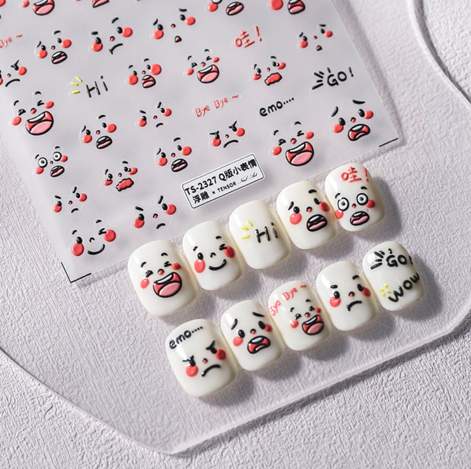 Cute and Funny Facial Expression Nail Art Sticker (Available in 2D and 3D)