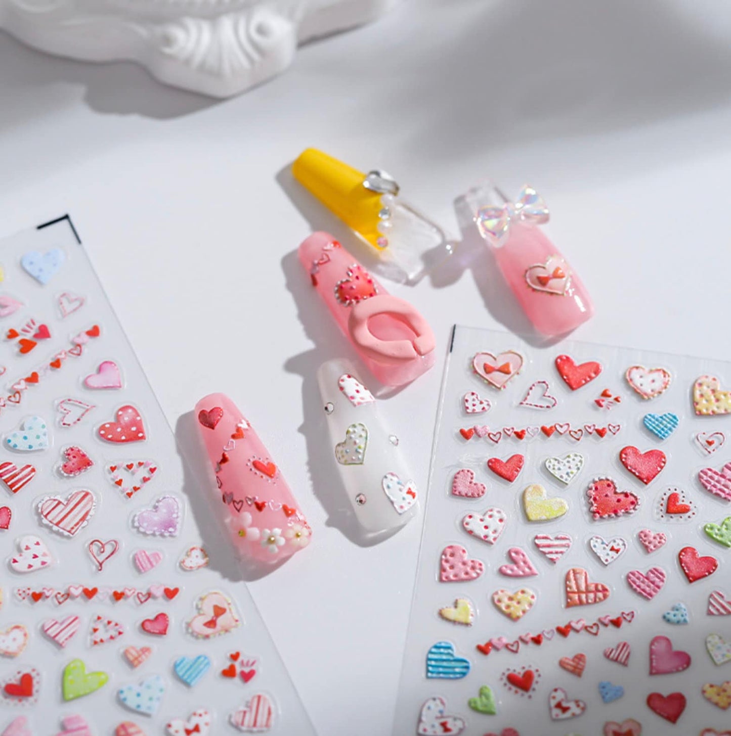 Cute Mixed Hearts, Love Themed Nail Art Stickers (Available in 2D and 3D)