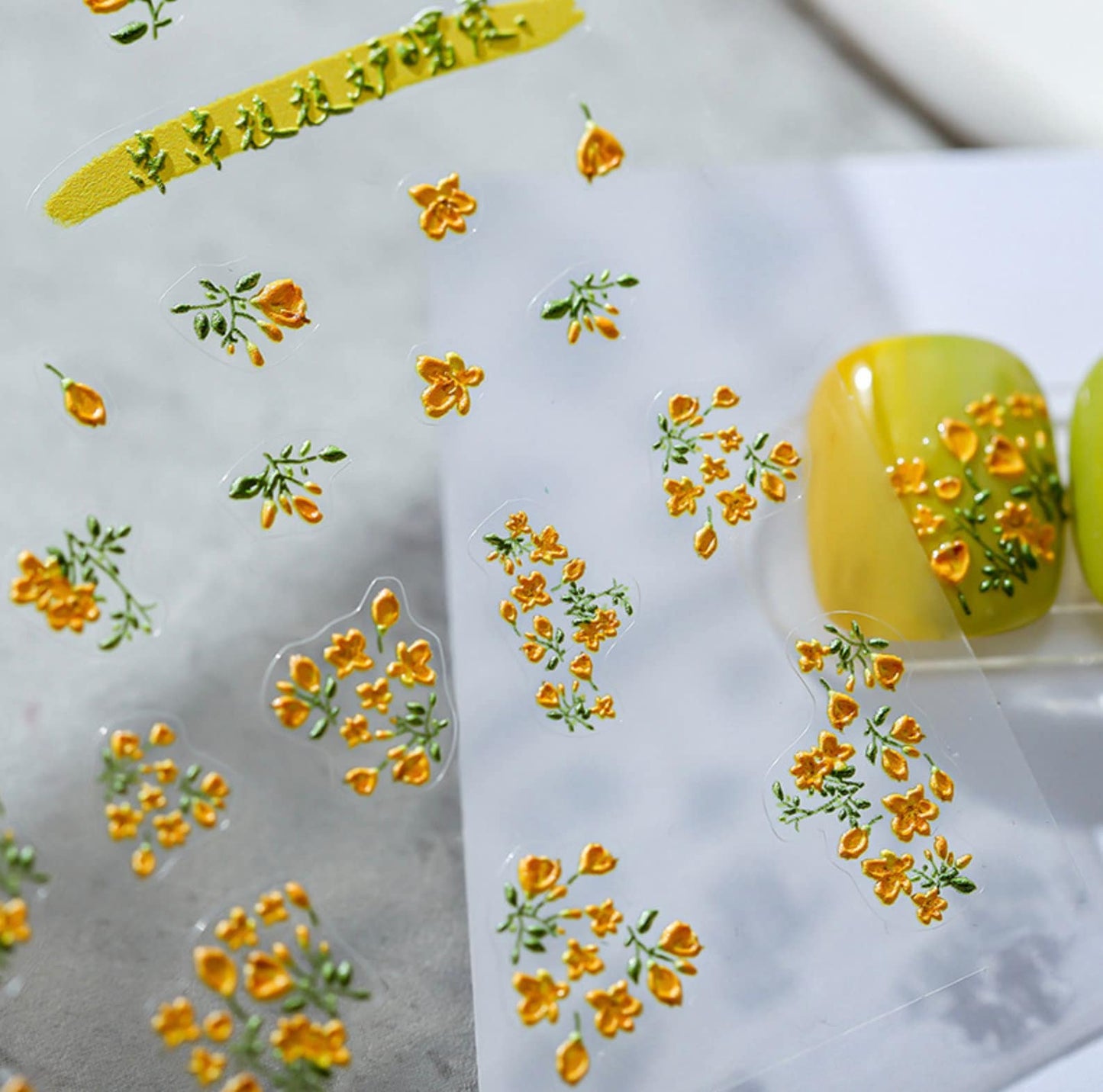 3D Cute Yellow Flowers, Flower Field Themes Nail Art Stickers (KX256)