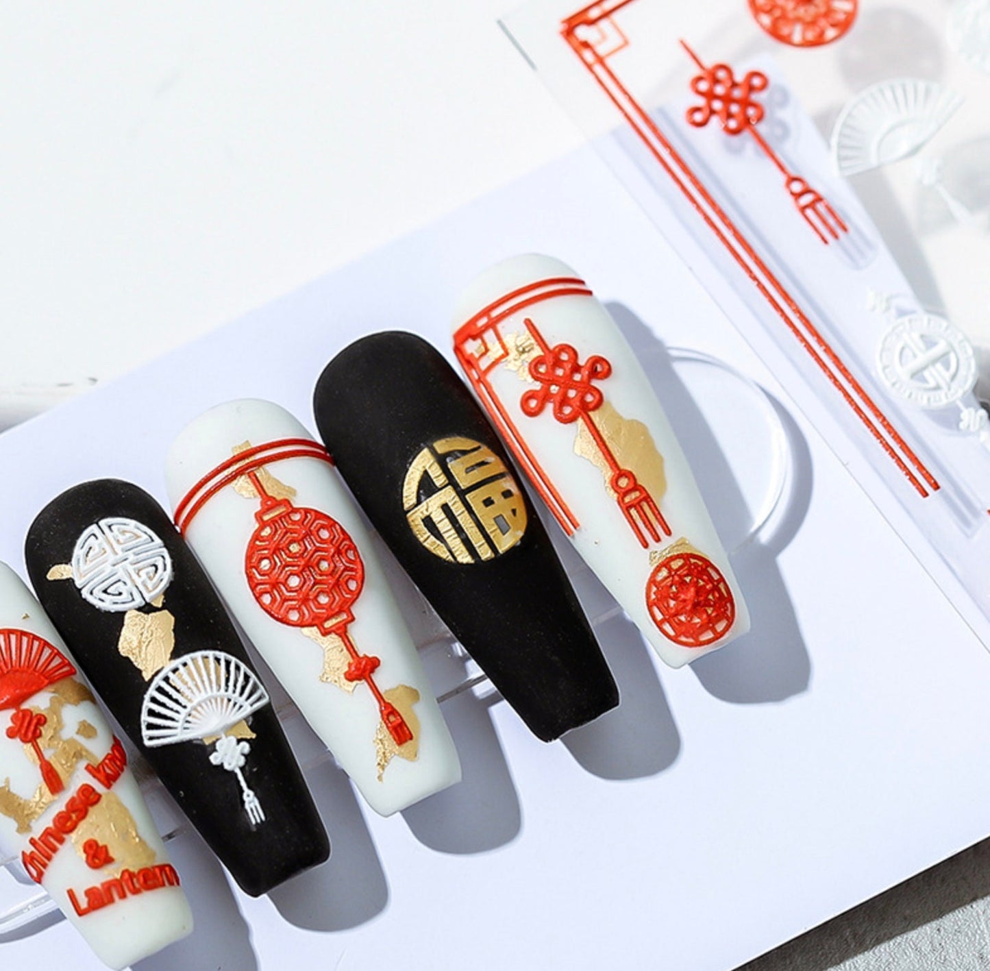 3D Chinese Knot and Lantern, Chinese Culture Themed Nail Art Stickers (TS-1198)