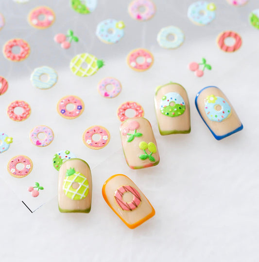 3D Cute Donut, Dessert Themed Nail Art Stickers (TS-829)