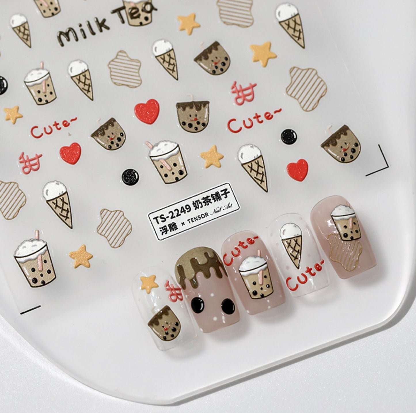 Bubble Tea Lover, Boba Dessert Themed Nail Art Stickers (Available in 2D and 3D)