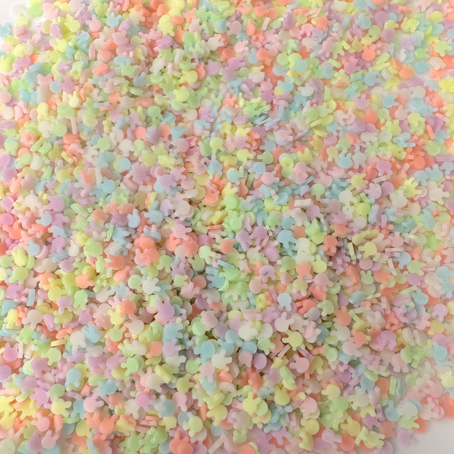 FAKE 5MM Mixed Color Glow-in-the-Dark Bunny Head Shape, Animal Themed Polymer Clay Sprinkle Slice (NOT EDIBLE) D20-23