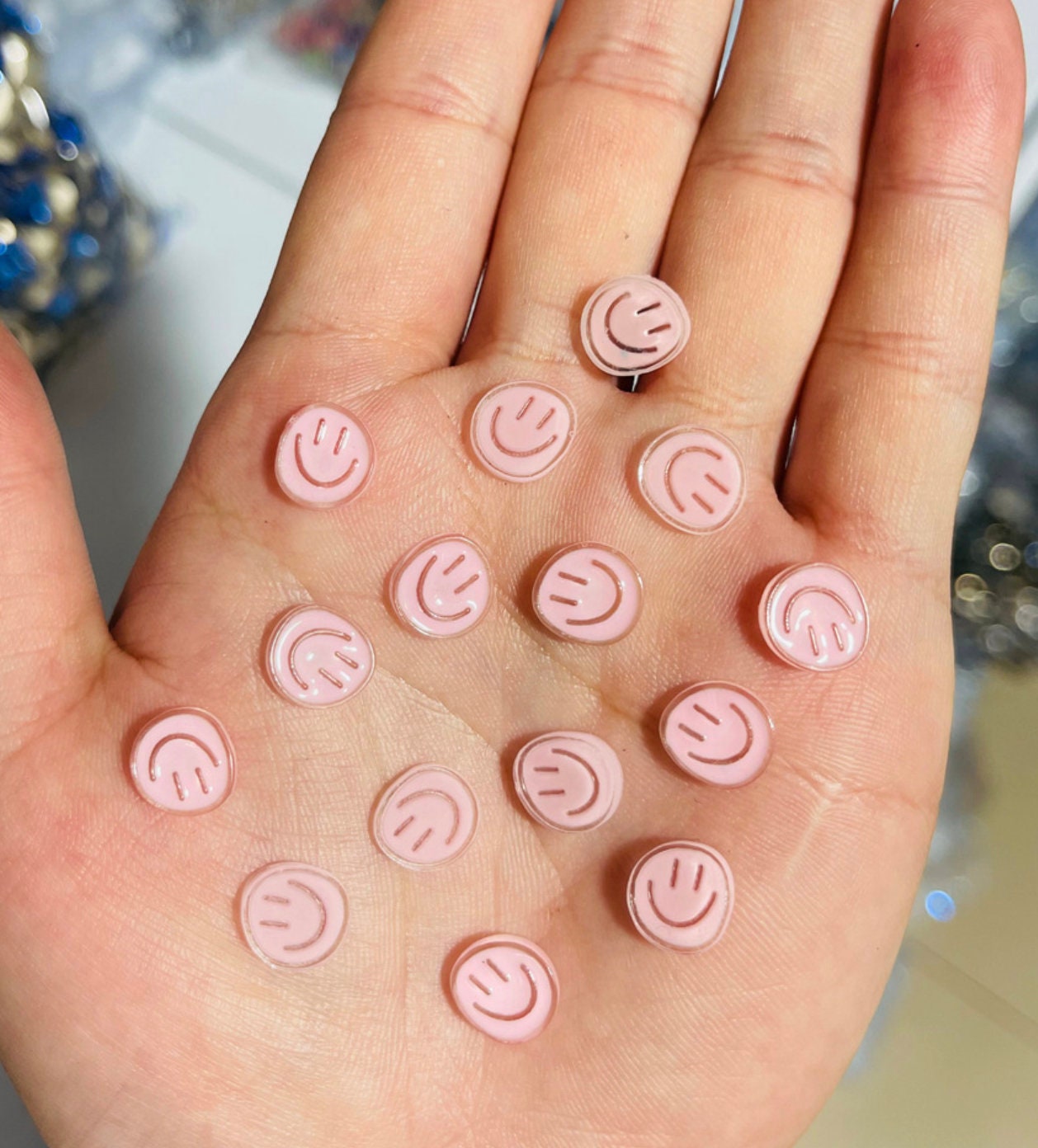 Cute Lopsided Smiley Face (Pink, Light Blue, Yellow), Smiley Themed 3D Nail Art Charms, Decoden, DIY Supplies, Mini Cabochon