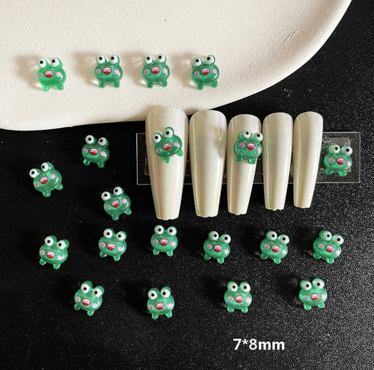 Kawaii Goofy Green Frog, Animal Themed 3D Nail Art Charms, Decoden, DIY Supplies, Mini Cabochon