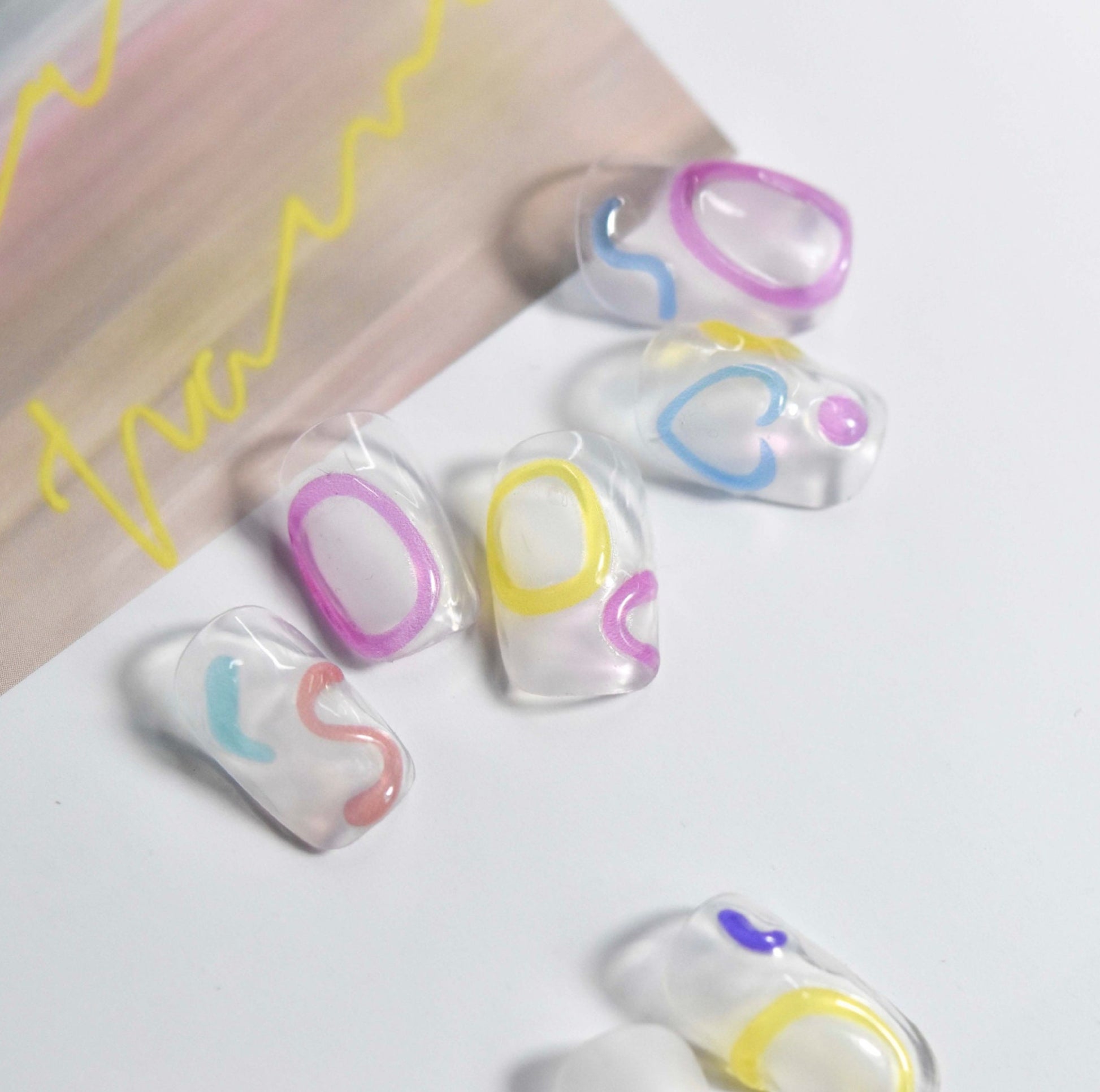 3D Jelly Colored Squiggly Shapes and Lines Nail Art Stickers (to2786)