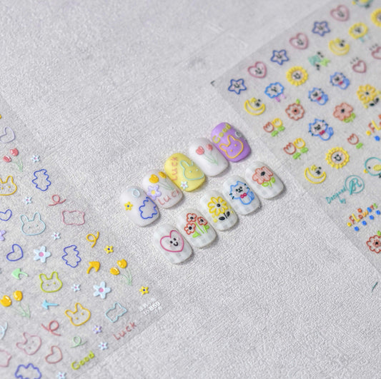 Springtime Doodle Nail Art Stickers