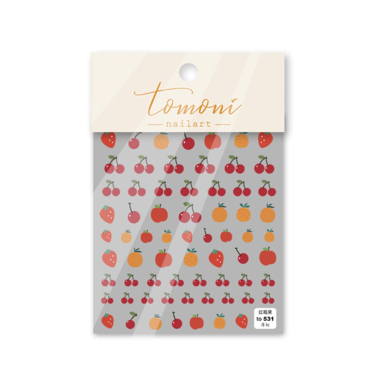 Cute Fruit (cherry, apple, strawberry, orange) Themed Nail Art Stickers (to531)