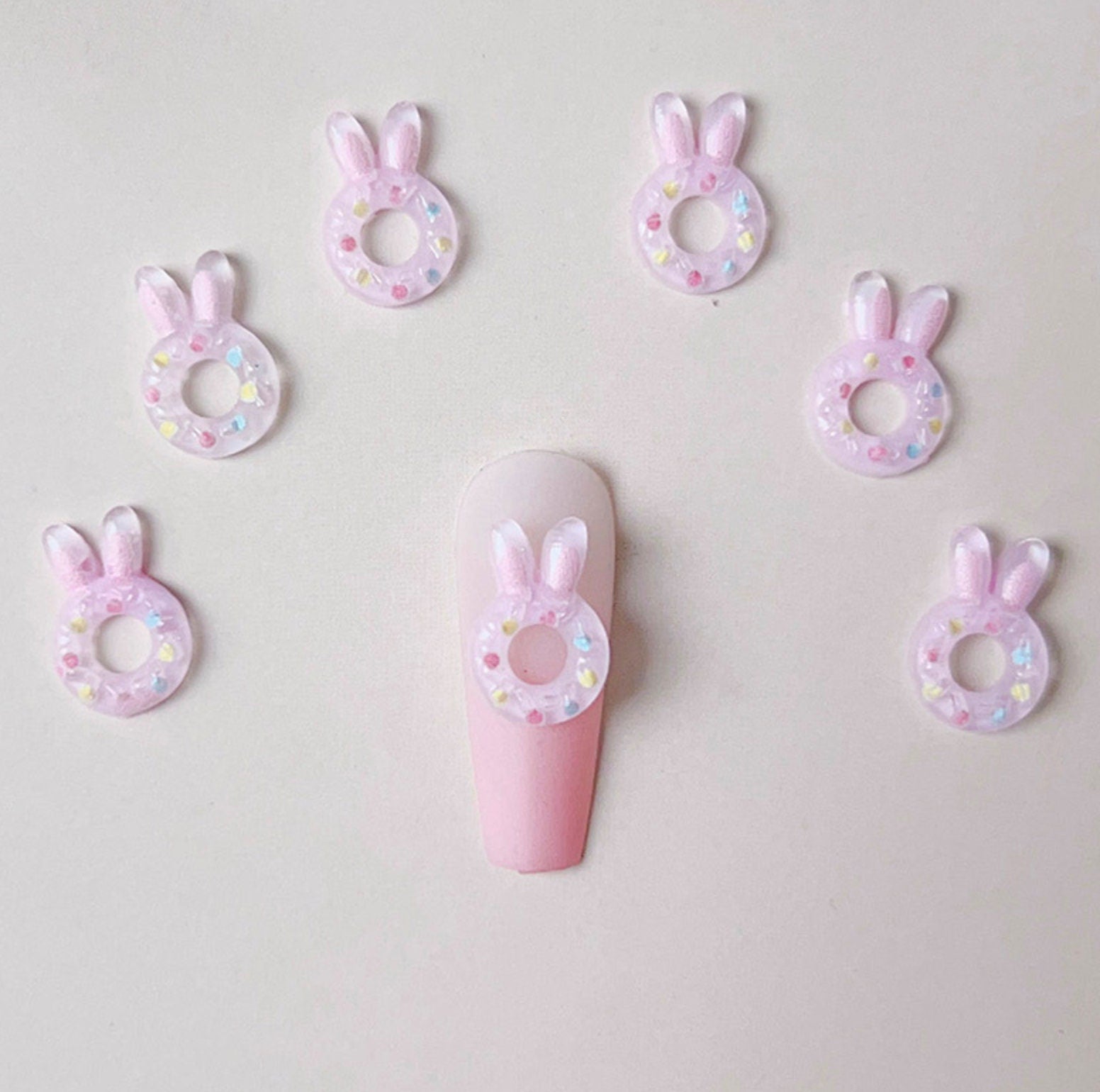 Cute 3D Bunny Donut Themed Nail Art Charms, Decoden, DIY Supplies, Mini Cabochon