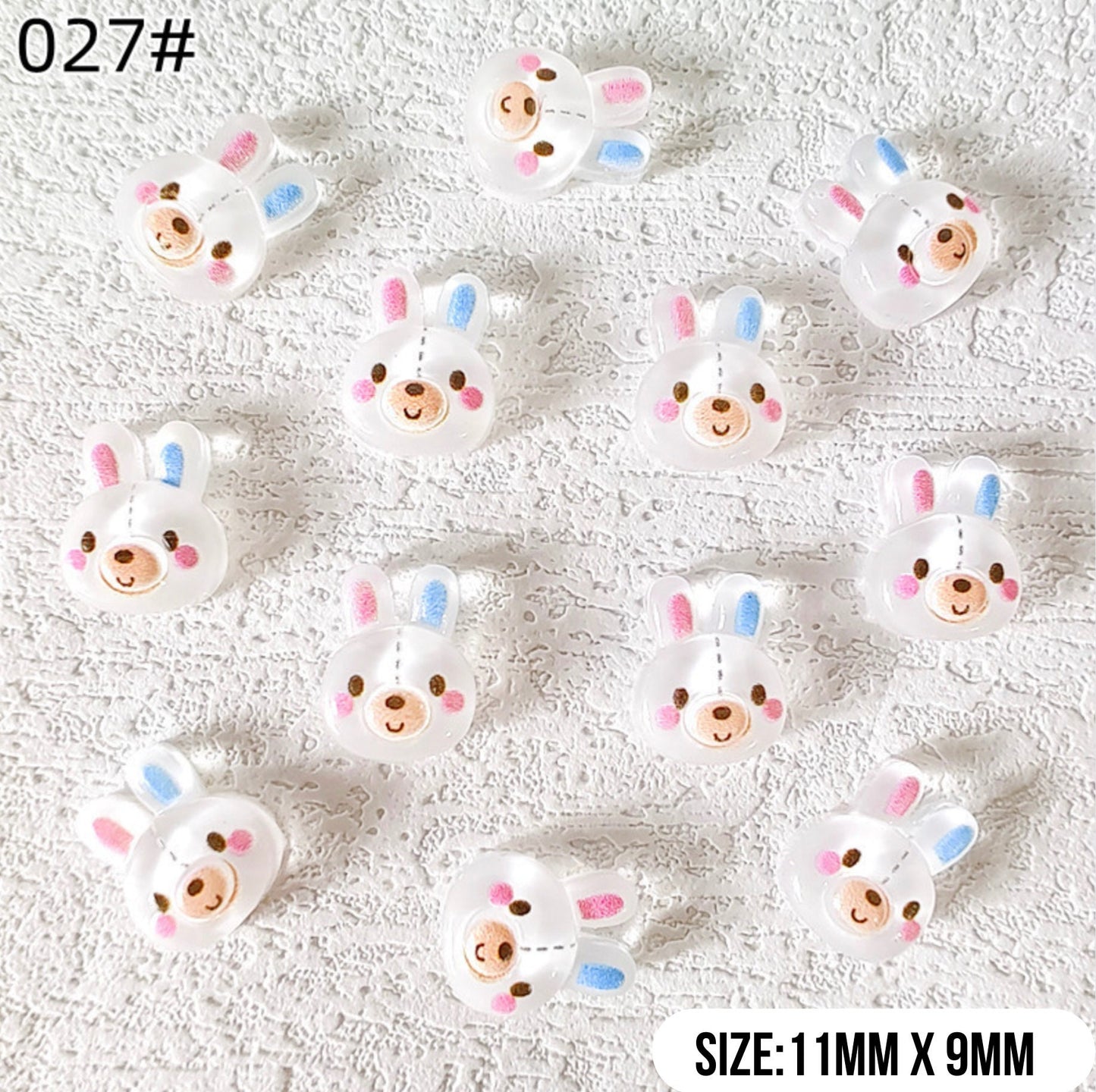 Kawaii White Stitch Bunny Rabbit, Animal Themed 3D Nail Art Charms, Decoden, DIY Supplies, Mini Cabochon