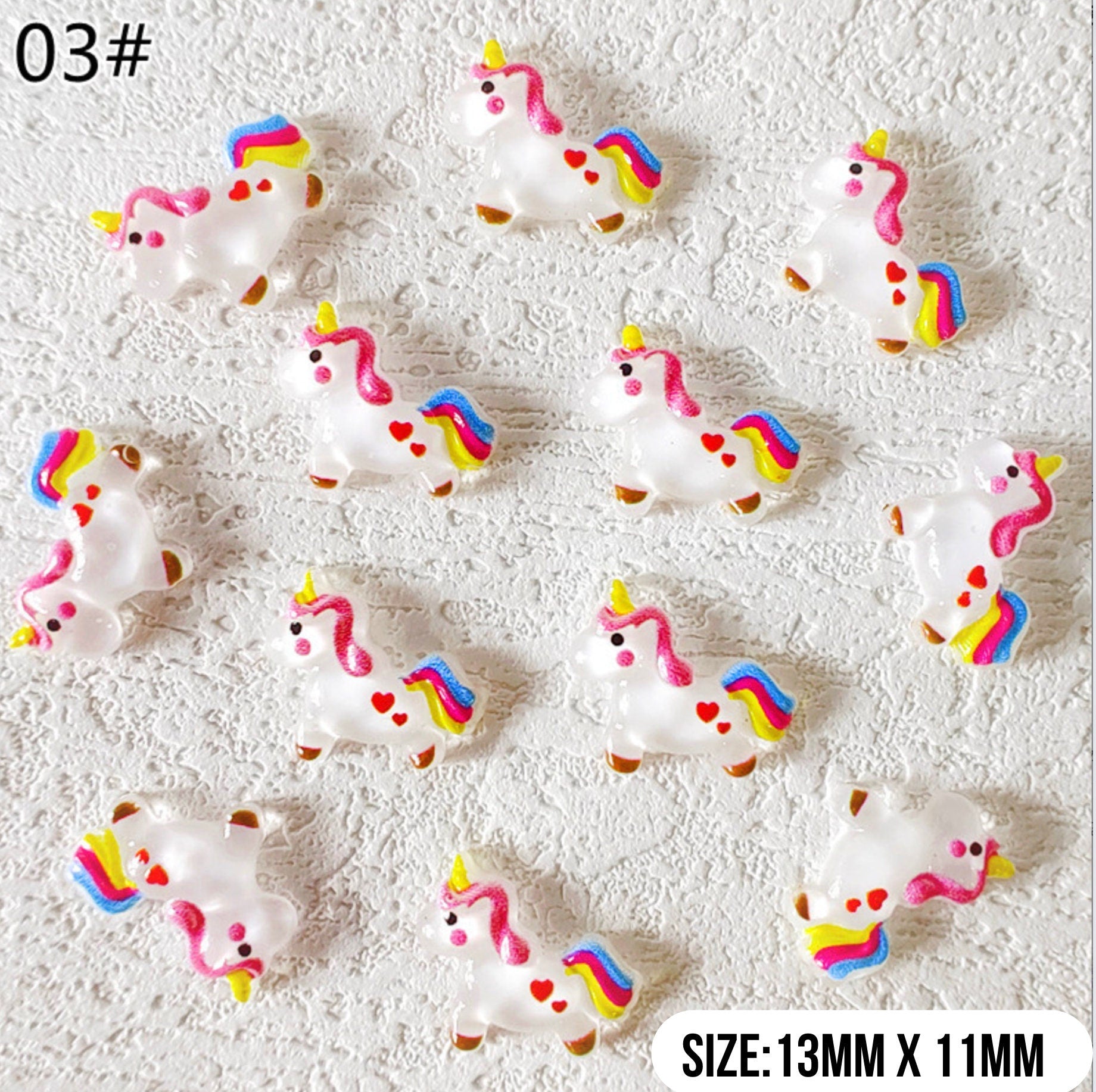 Kawaii Flying White Unicorn, Animal Themed 3D Nail Art Charms, Decoden, DIY Supplies, Mini Cabochon