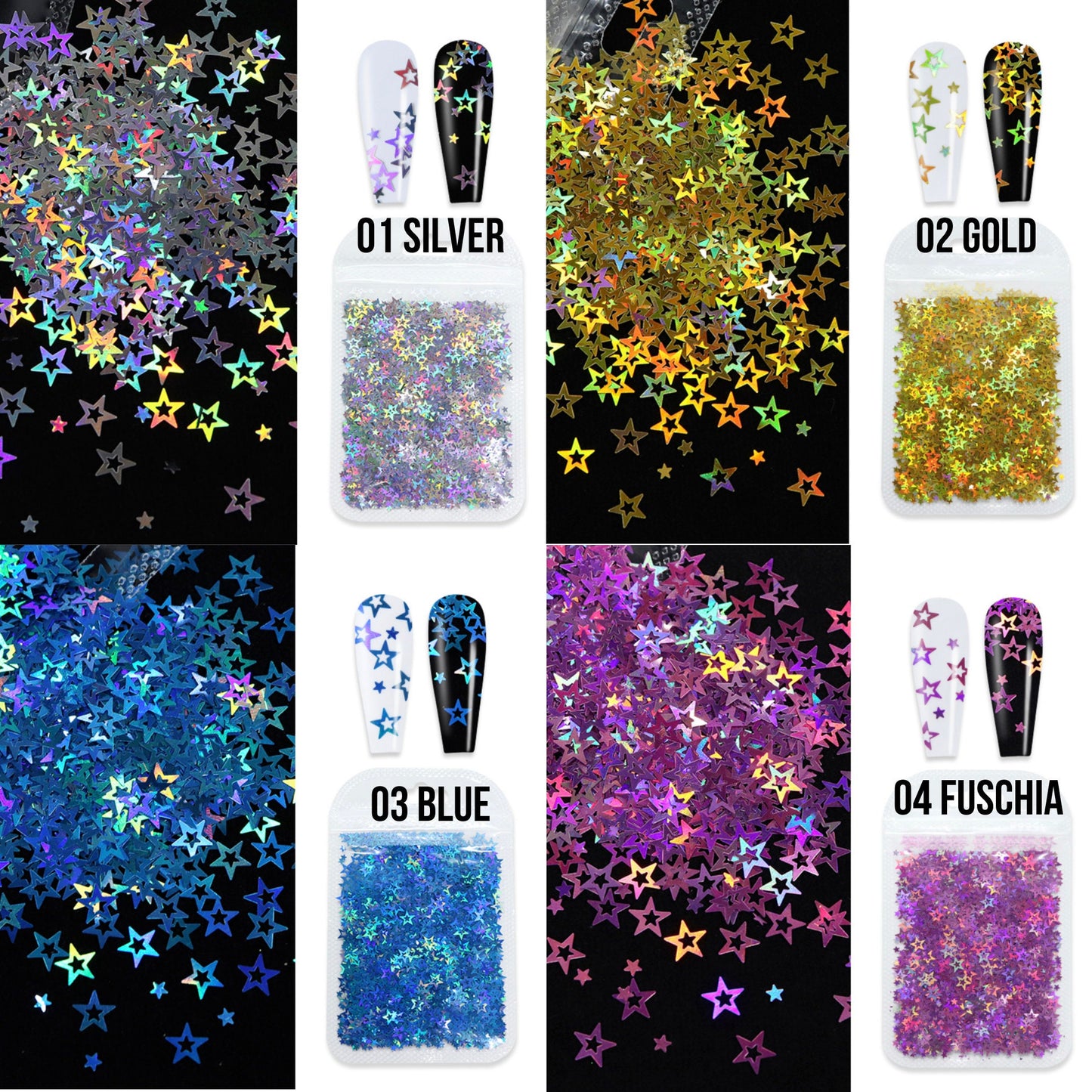 1MM/6MM Mixed Sizes Star Glitter Confetti (2G Bag)