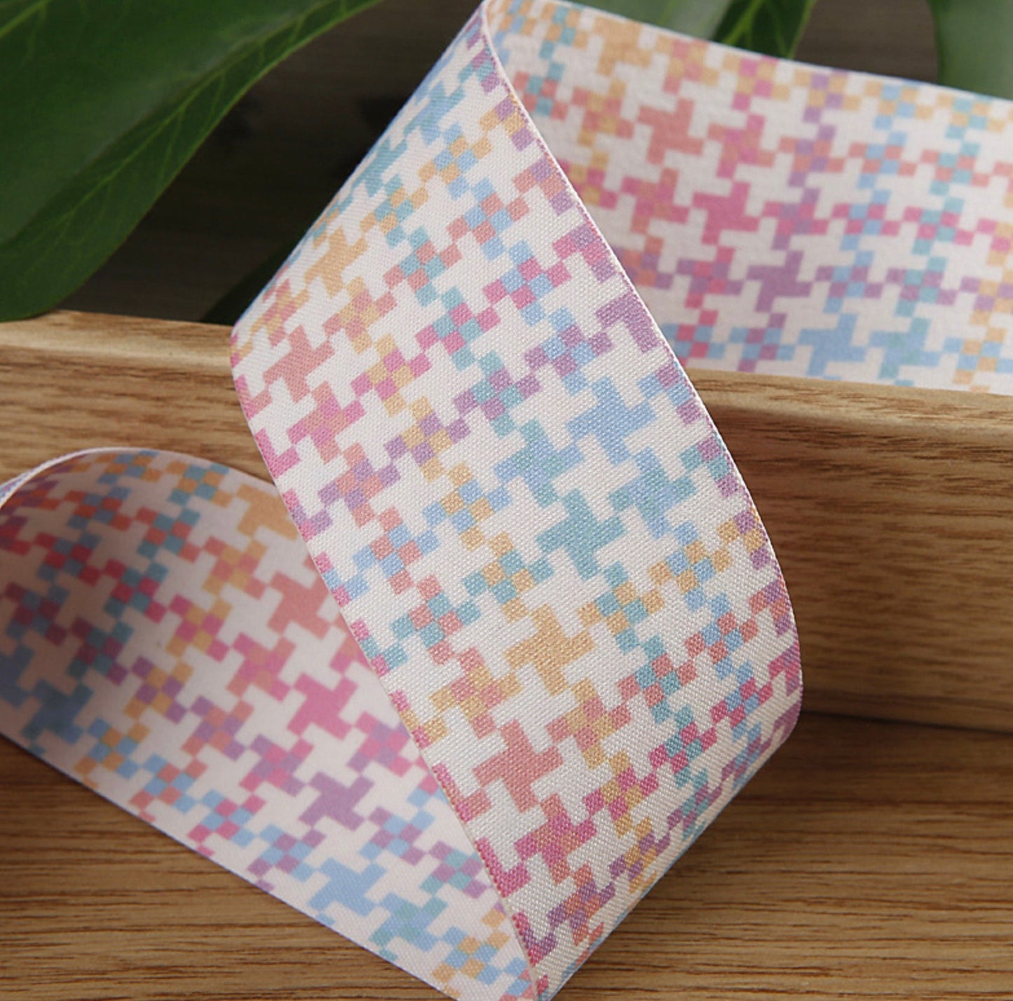 1 inch/1.5 inch Cute Pastel Rainbow Style Plaid Themed Ribbons (10YD)