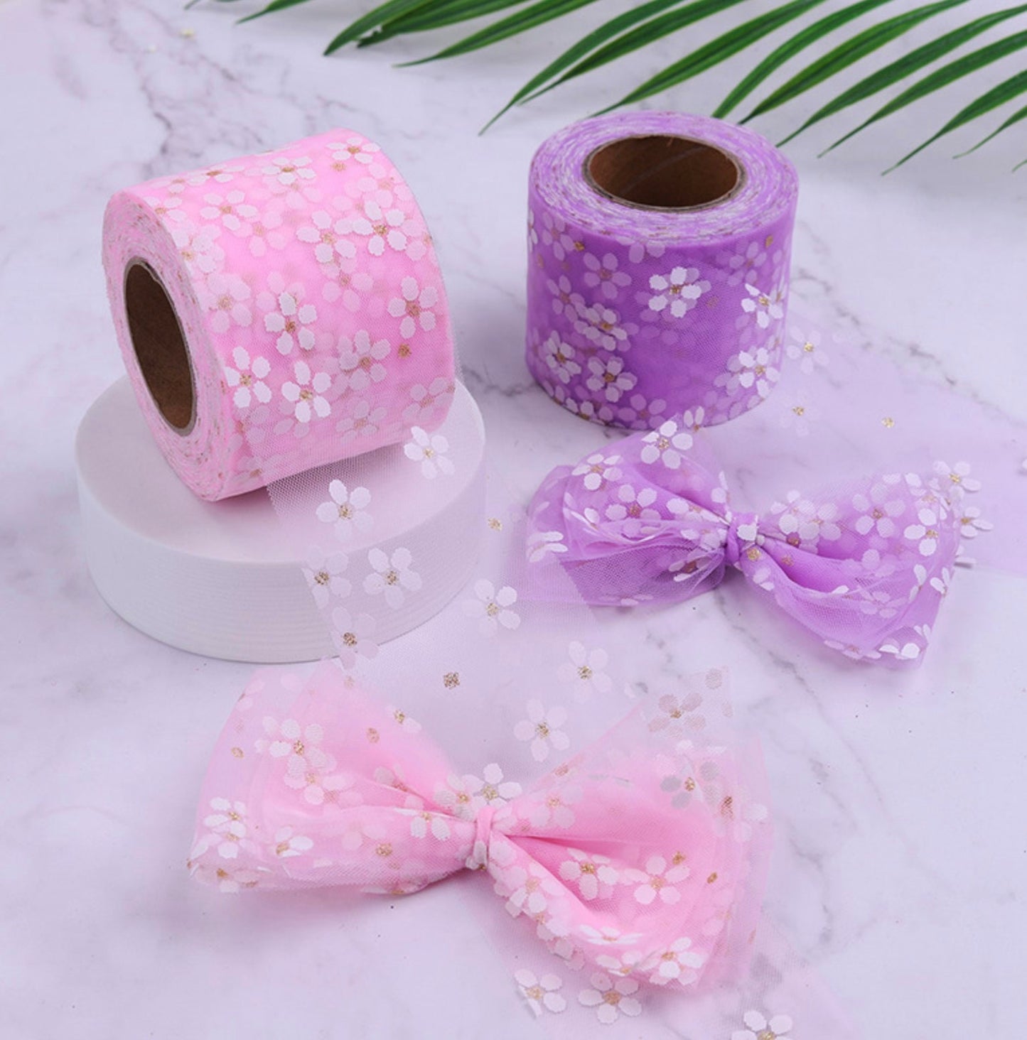 2.4 inch Cute Translucent Daisy Flower, Floral Themed Ribbons (5YD)