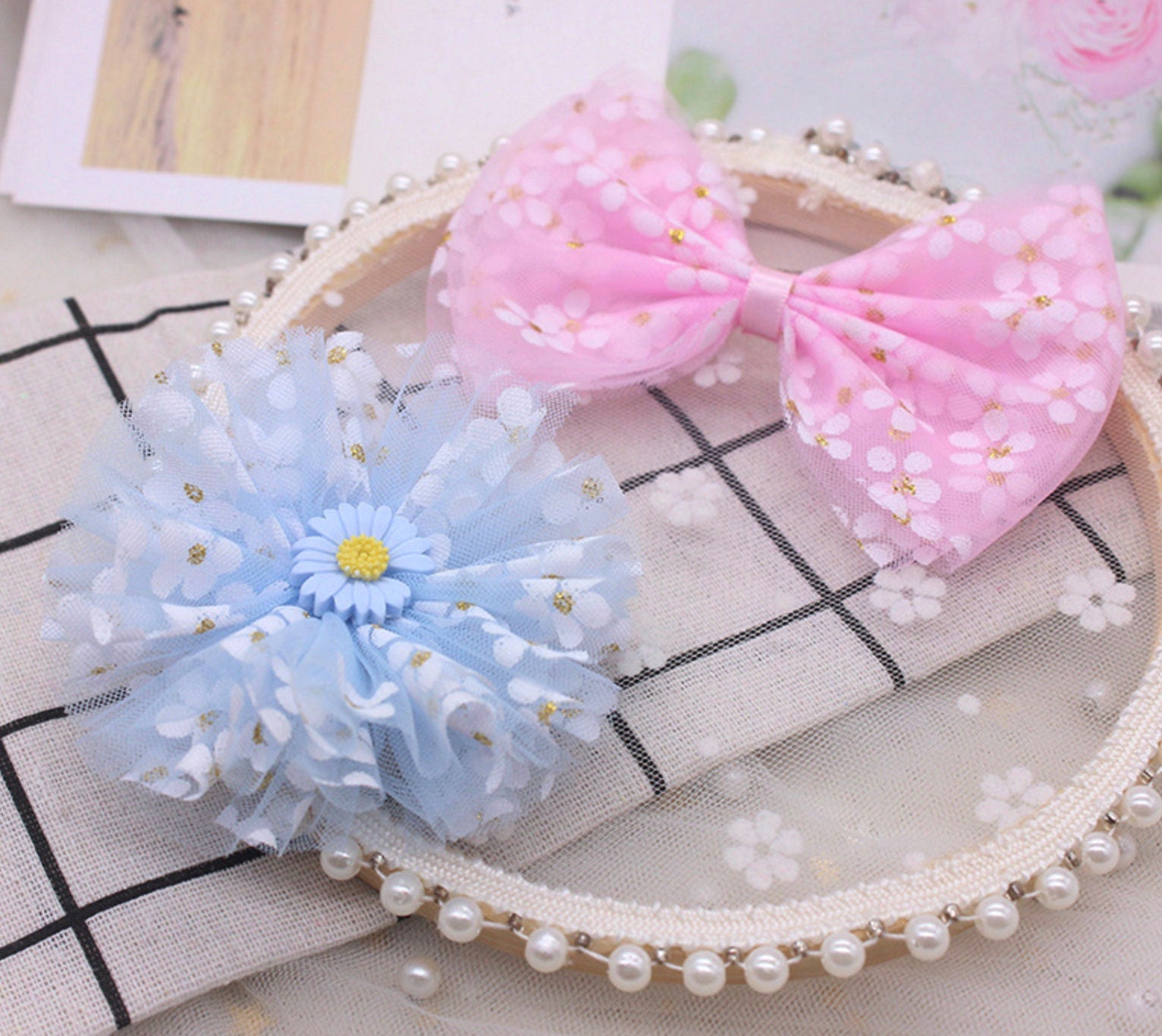 2.4 inch Cute Translucent Daisy Flower, Floral Themed Ribbons (5YD)