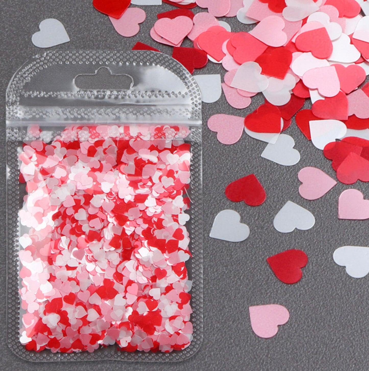 Red, Pink, and White Heart, Butterfly or Flower Themed Glitter (2G Bag)