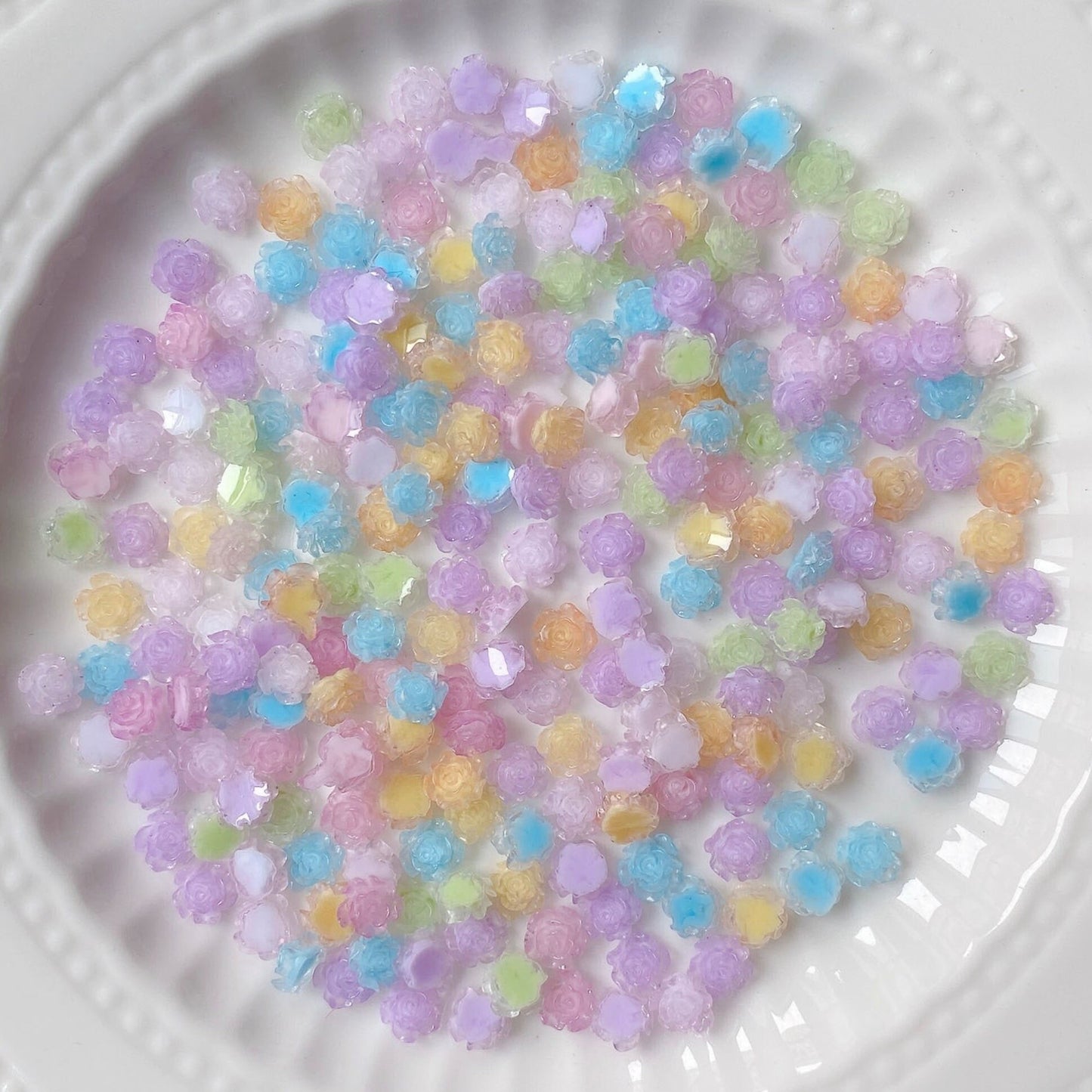 6MM/8MM Cute Jelly Pastel Rose, Flower Themed 3D Nail Art Charms, Decoden, DIY Supplies, Mini Cabochon