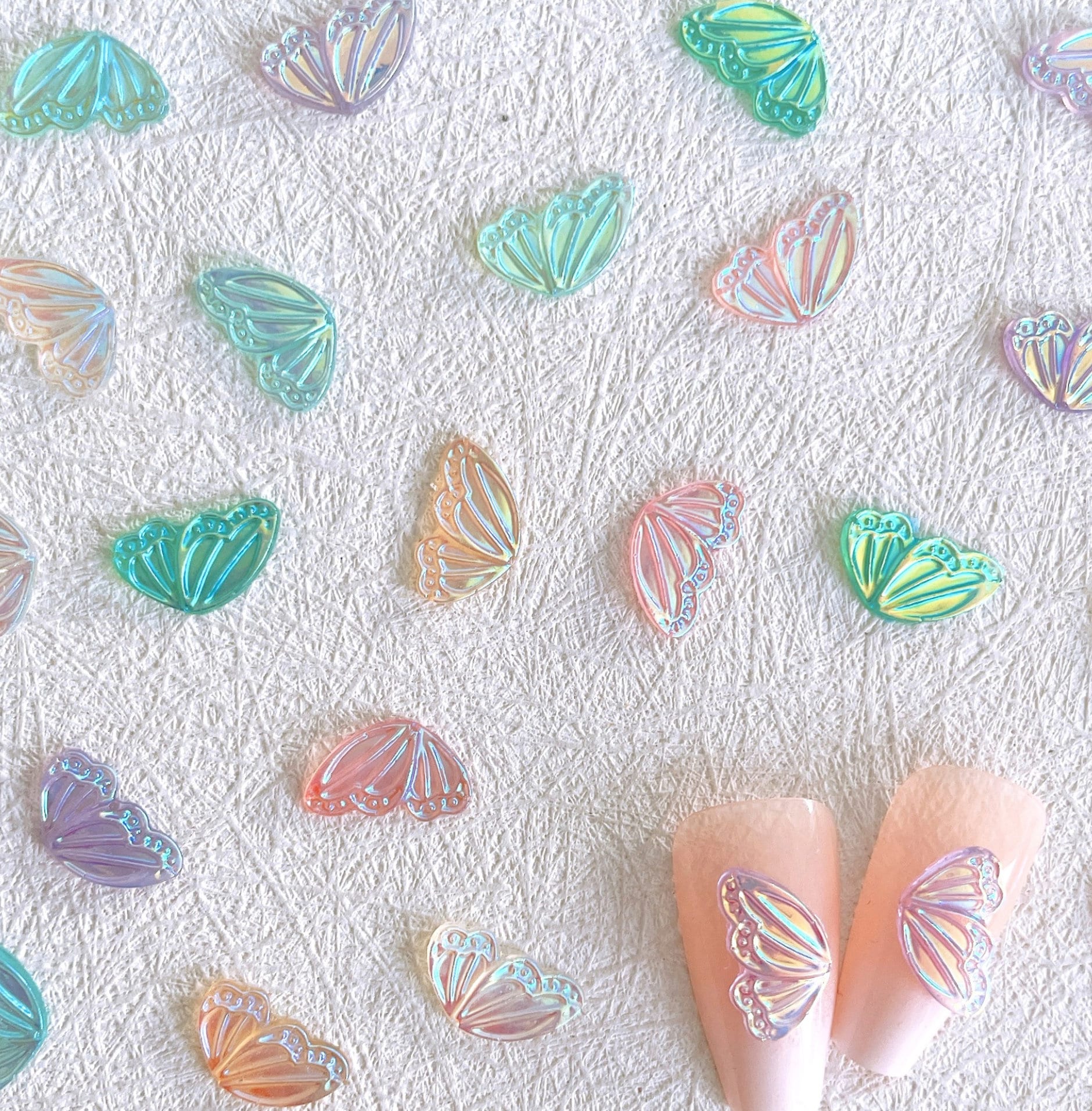 Iridescent Half Butterfly Wing, Animal Themed 3D Nail Art Charms, Decoden, DIY Supplies, Mini Cabochon