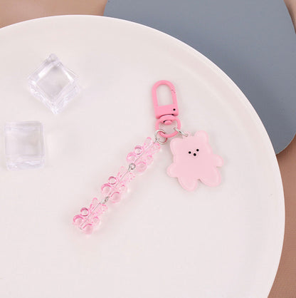 Cute Acrylic Bear and Gummy Bear Chain Keychain, Key ring