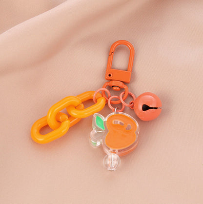 Cute Acrylic Fruit with Acrylic Chain Link, Fruit Themed Keychain, Key ring