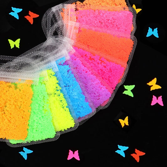 3MM Neon Solid Butterfly Glitter (2G Bag)