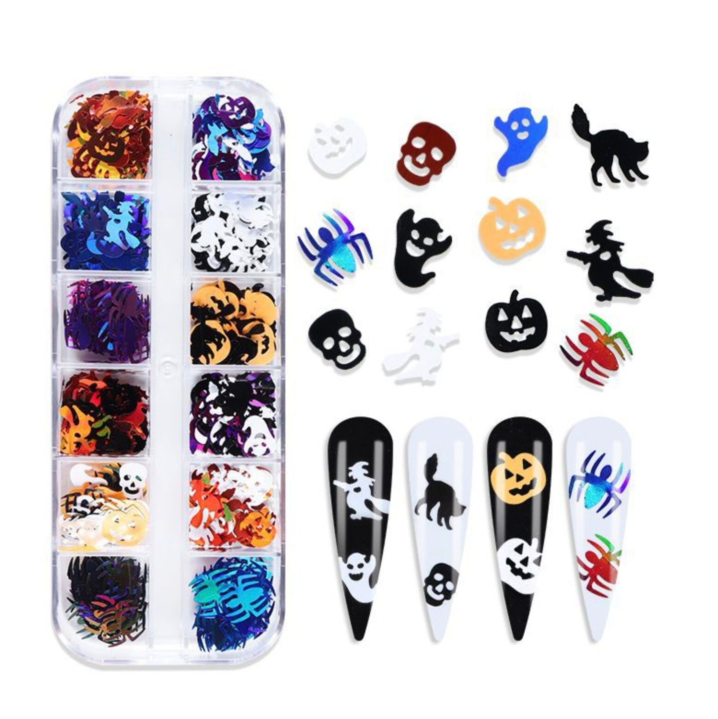 12 Set of Halloween Glitter Confetti Pieces, Glitter Sets