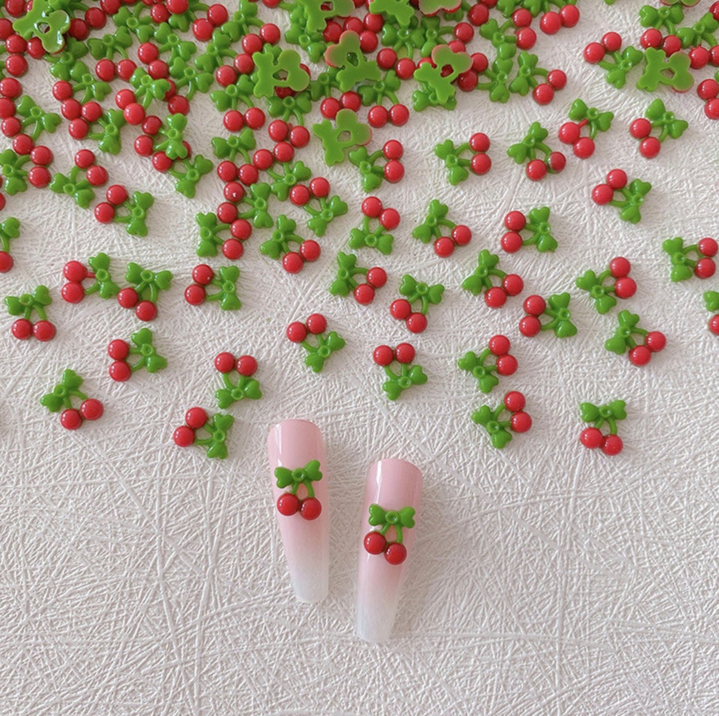 7MM x 9MM Cute Opaque Cherry Style #2 , Fruit Themed 3D Nail Art Charms, Decoden, DIY Supplies, Mini Cabochon